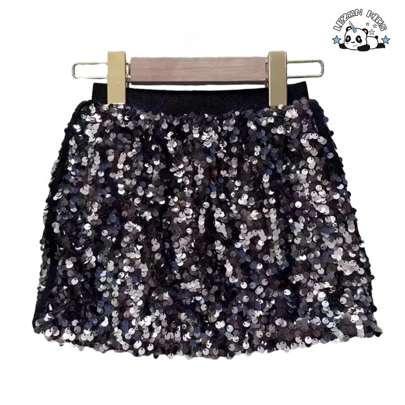 LEZONKIDS - Wholesale Sequin Dress Black Girl Skirt Princess Children Cute Elegant Short Sequin Skirts